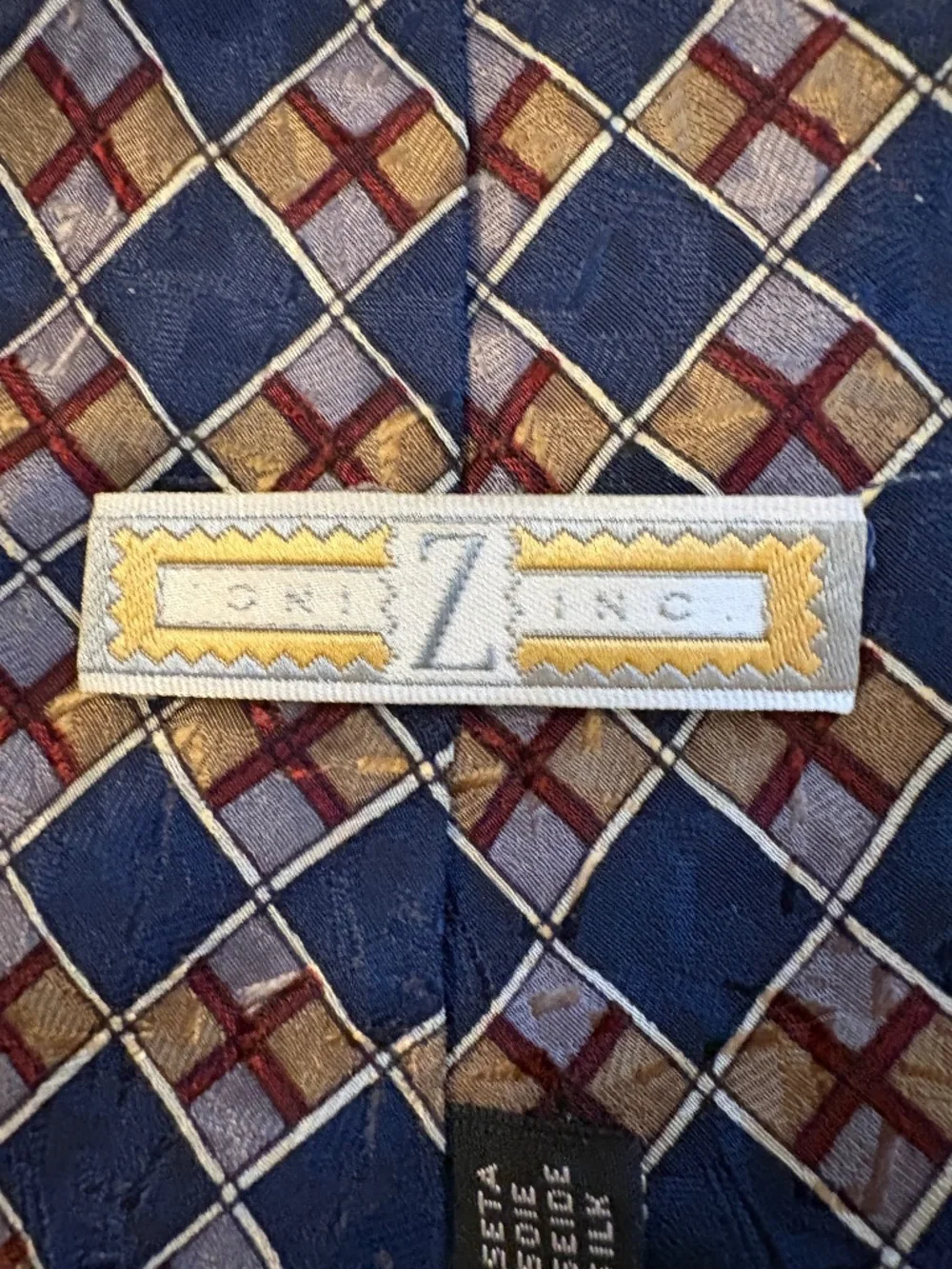 Vintage Z INC 100% Silk Geometric Jacquard Men's Necktie - Wide 4
